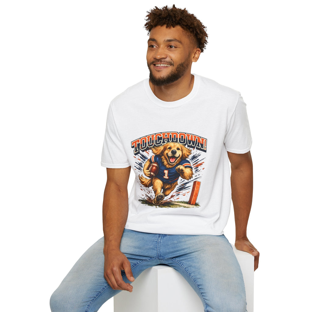 Touchdown! Golden Retriever Football T-Shirt Printify