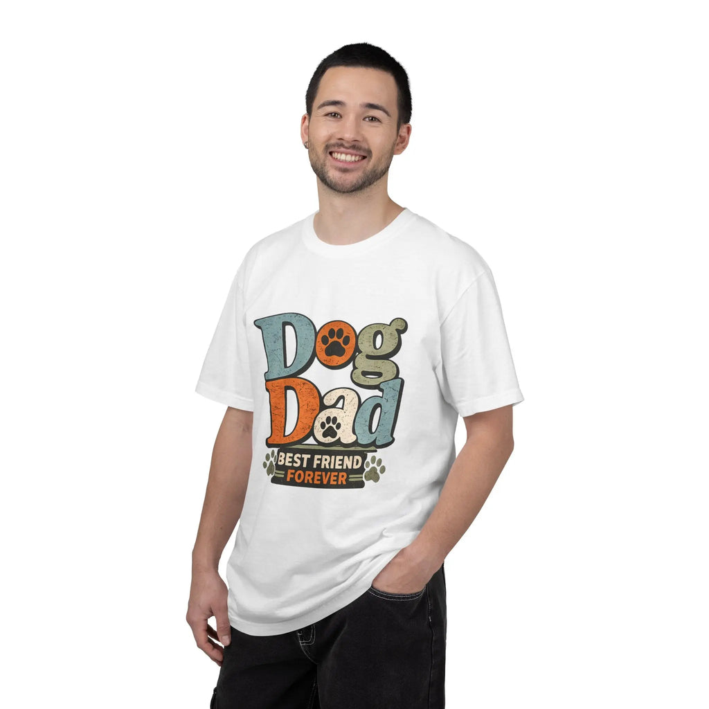 Dog Dad T-Shirt — "Best Friend Forever" Vintage Paw Print Tee Printify