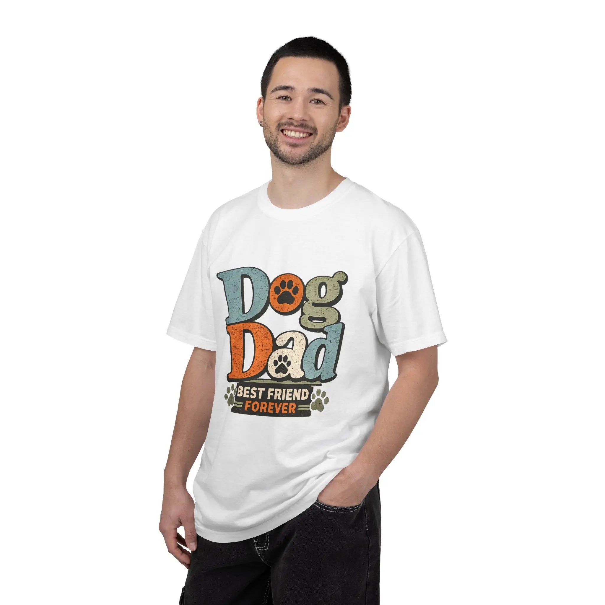 Dog Dad T-Shirt — "Best Friend Forever" Vintage Paw Print Tee Printify
