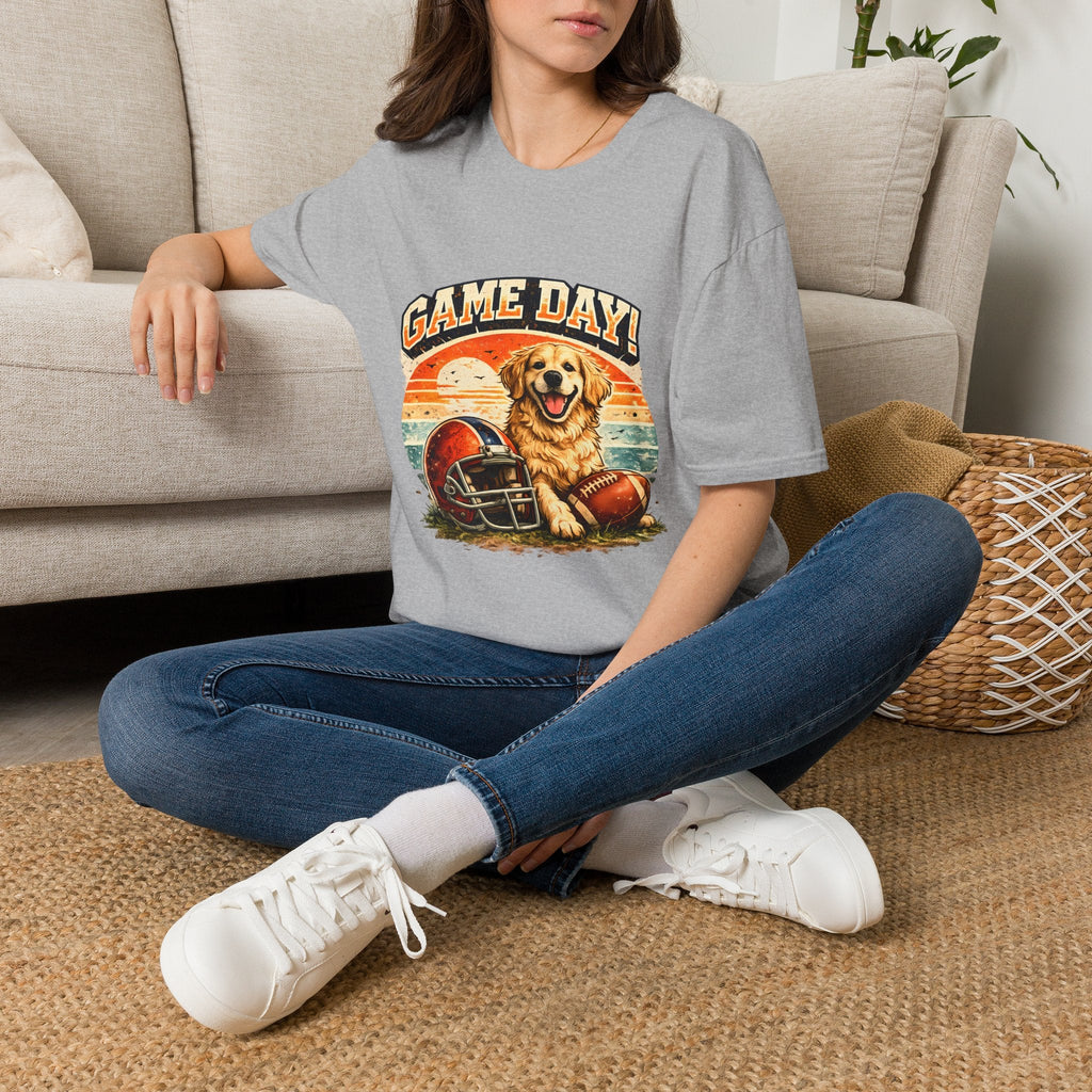 Game Day T-Shirt — Retro Golden Retriever Football Tee Printify
