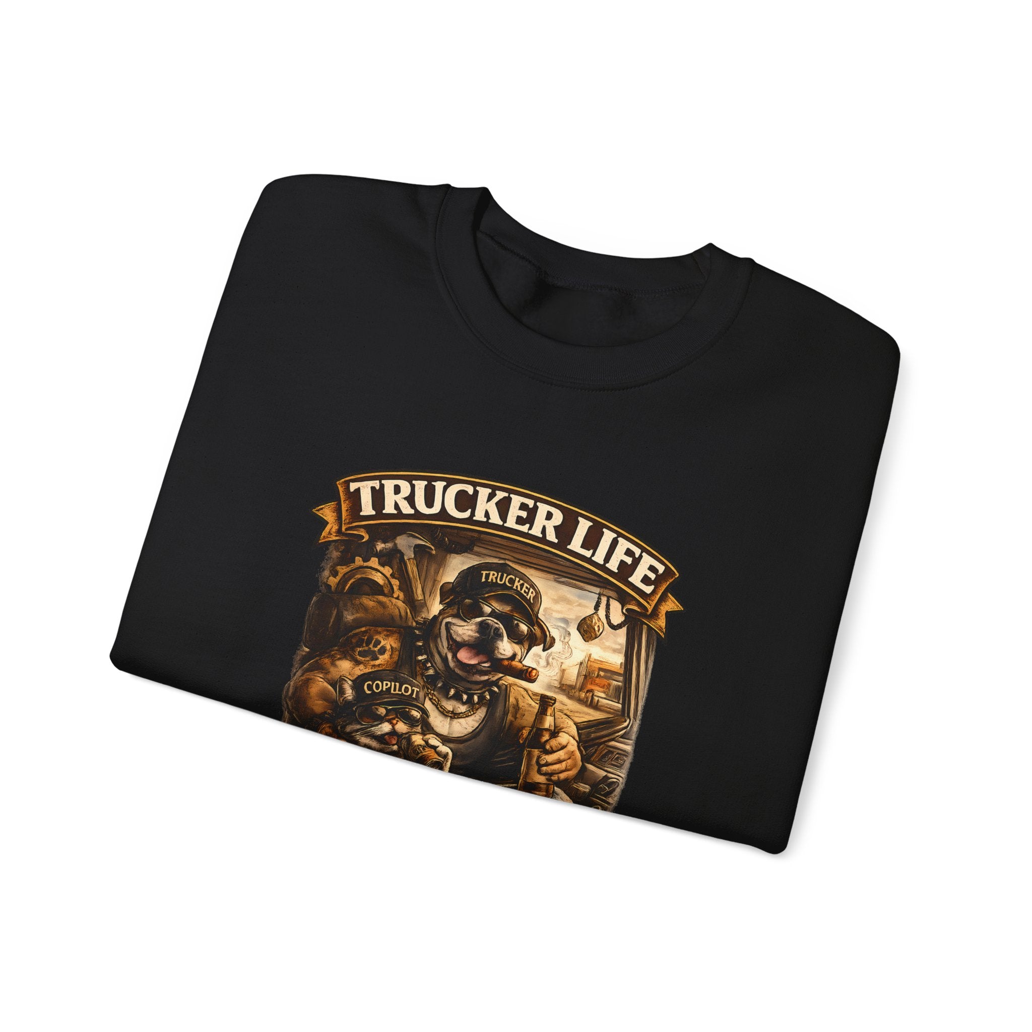 Trucker Life Crewneck Sweatshirt – "Love My Freedom" Vintage Trucker Graphic