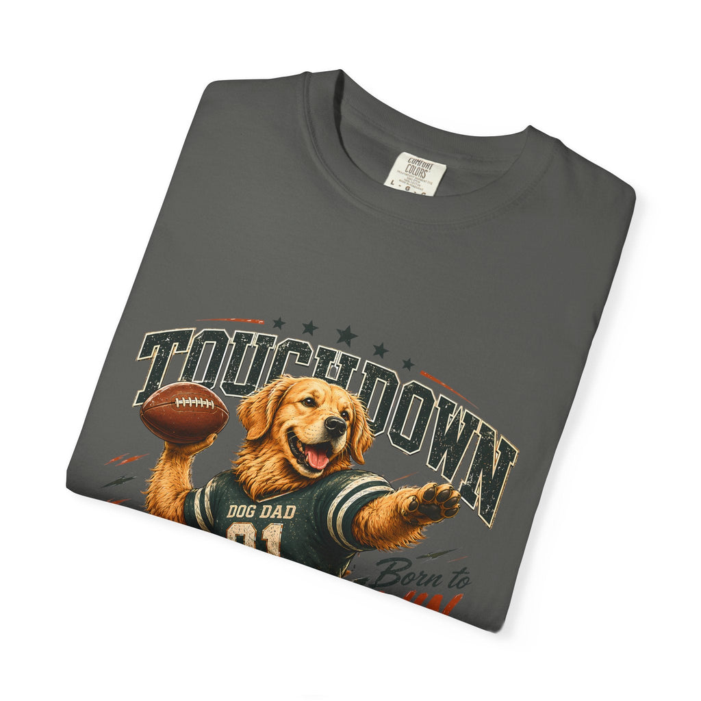 Touchdown Quarterback T-Shirt — Cute Golden Retriever Football Tee (Born to Win) Printify