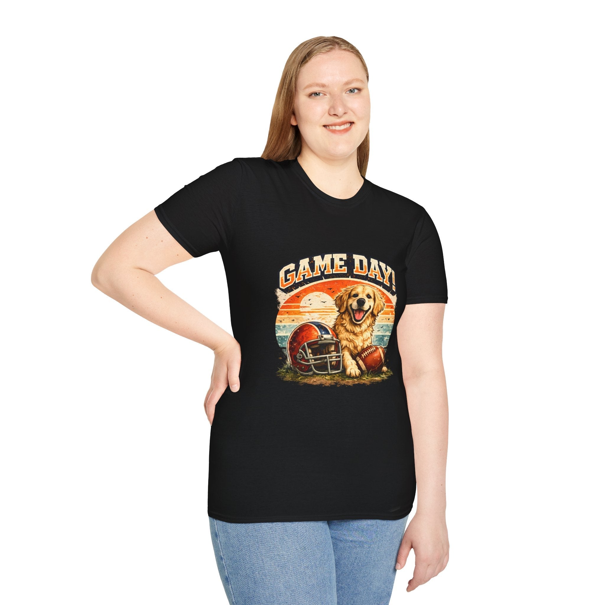 Game Day T-Shirt — Retro Golden Retriever Football Tee Printify