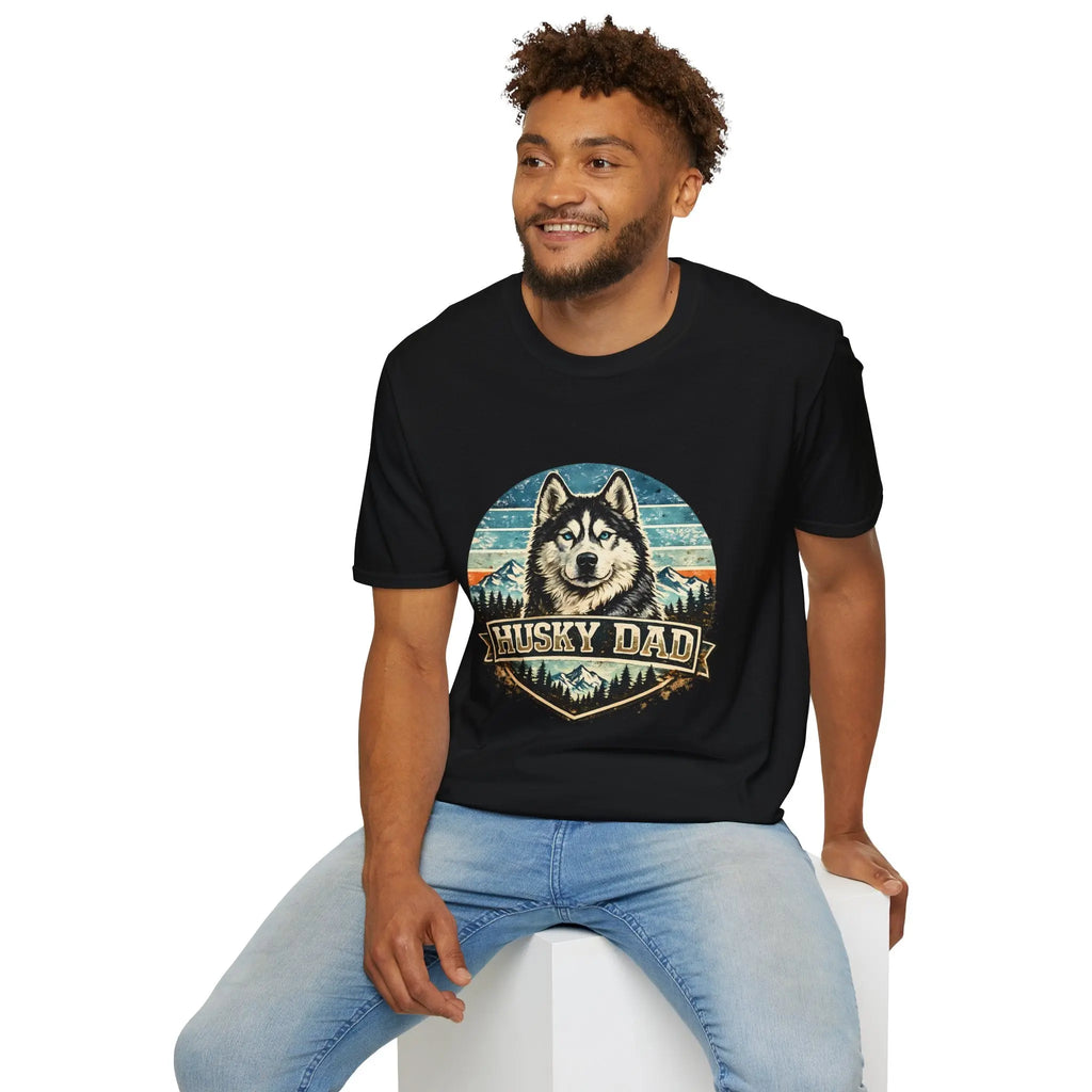 Husky Dad T-Shirt — Retro Siberian Husky Graphic Tee for Dog Lovers