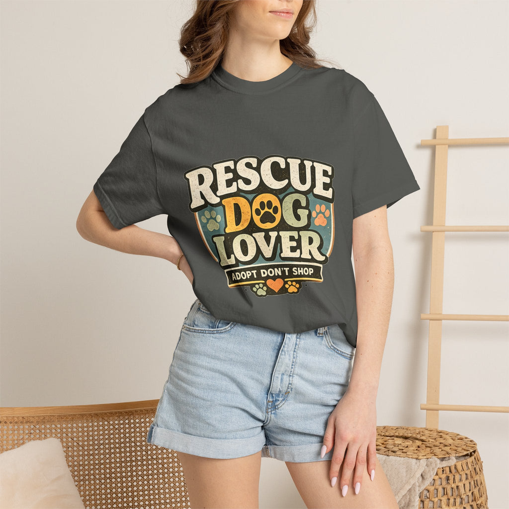 Rescue Dog Lover T-Shirt — "Adopt Don't Shop" Paw Print Tee Printify