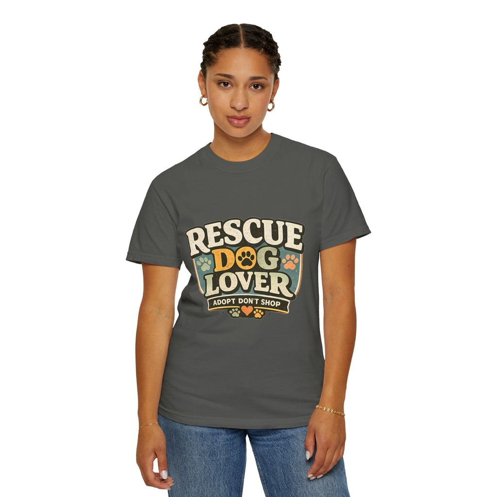 Rescue Dog Lover T-Shirt — "Adopt Don't Shop" Paw Print Tee Printify