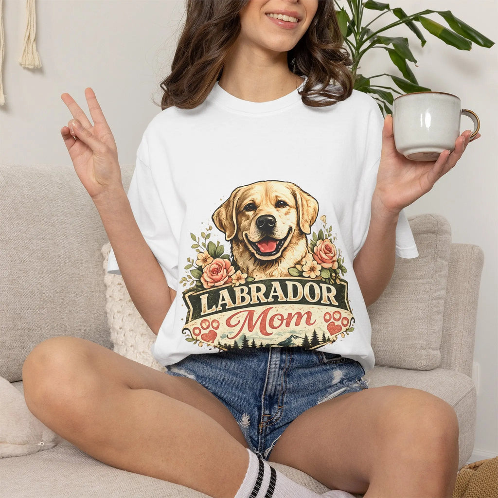 Labrador Mom T-Shirt — Floral Retriever Graphic Tee for Dog Lovers