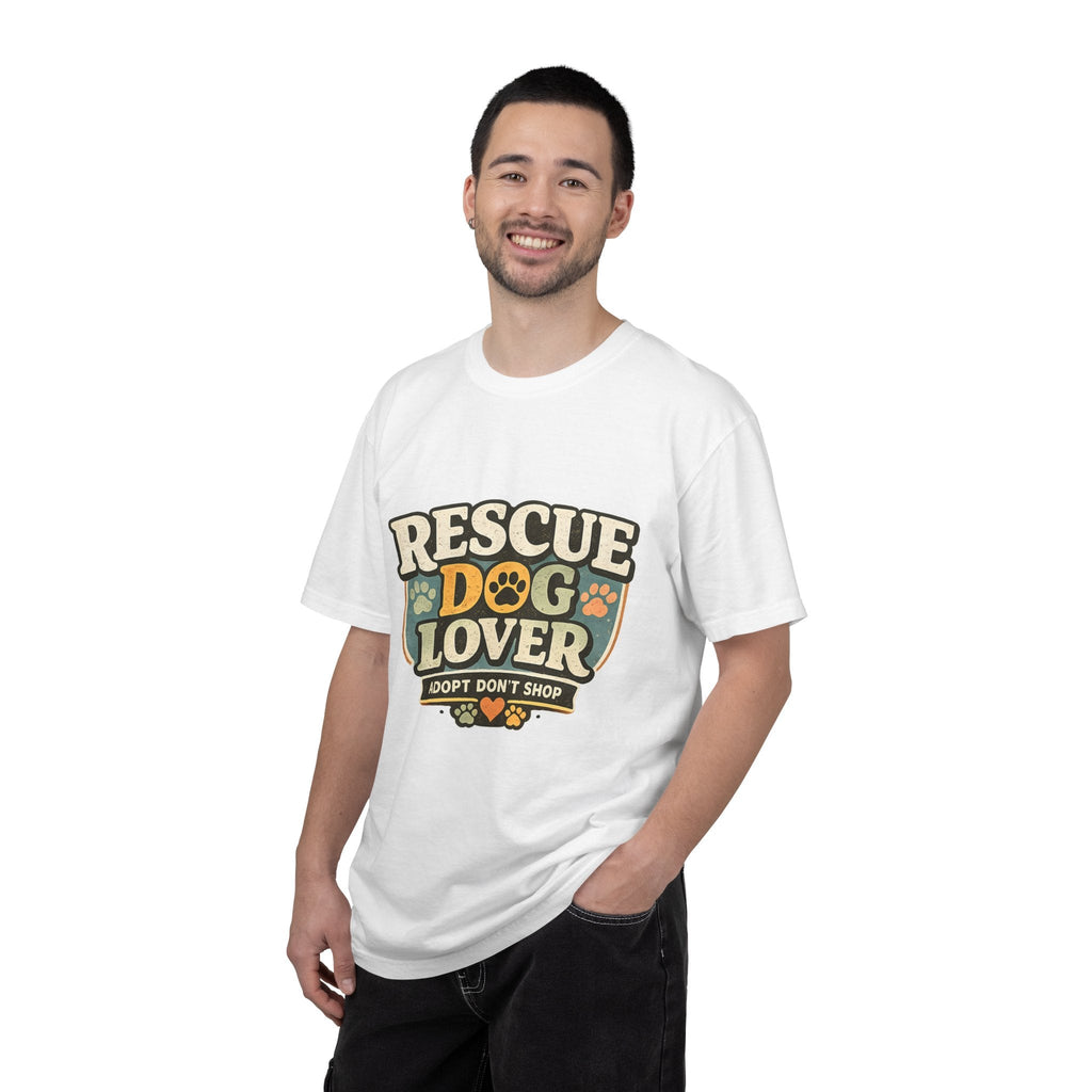 Rescue Dog Lover T-Shirt — "Adopt Don't Shop" Paw Print Tee Printify