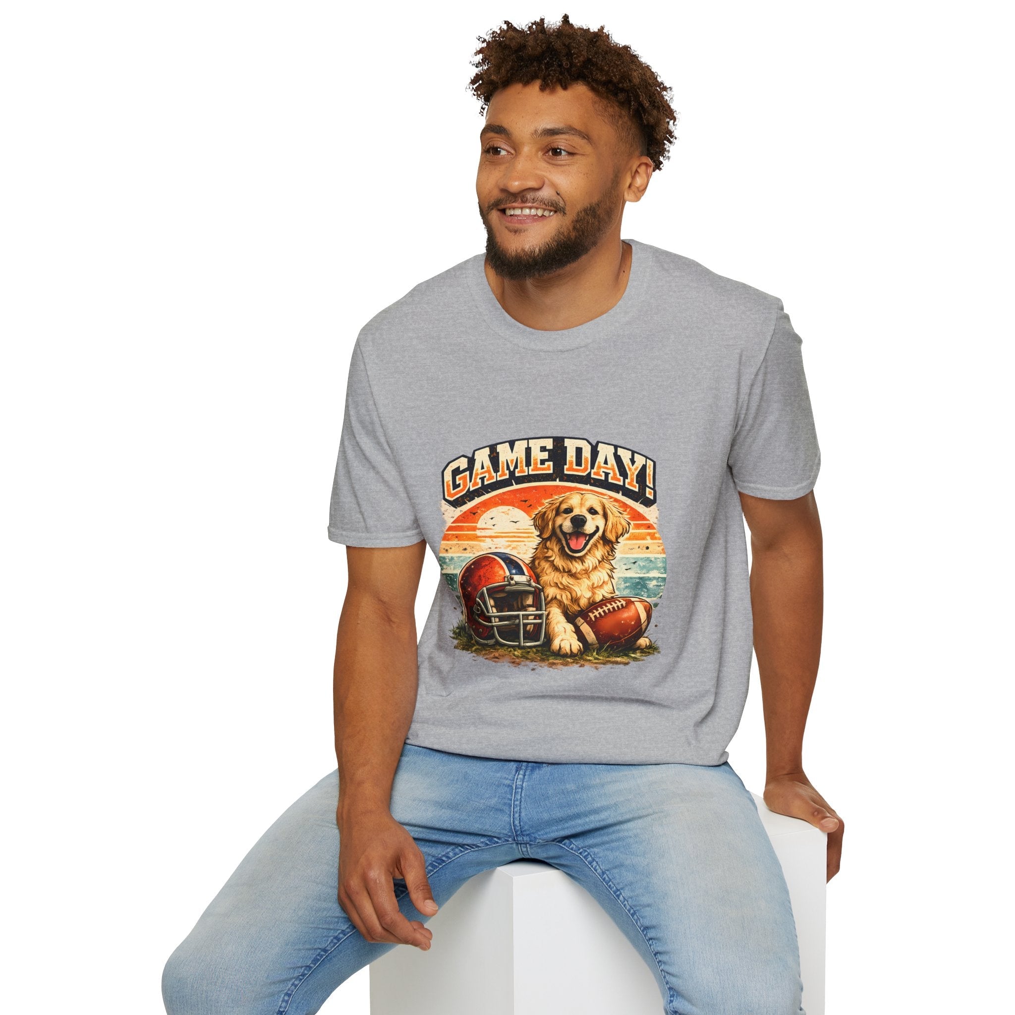 Game Day T-Shirt — Retro Golden Retriever Football Tee Printify