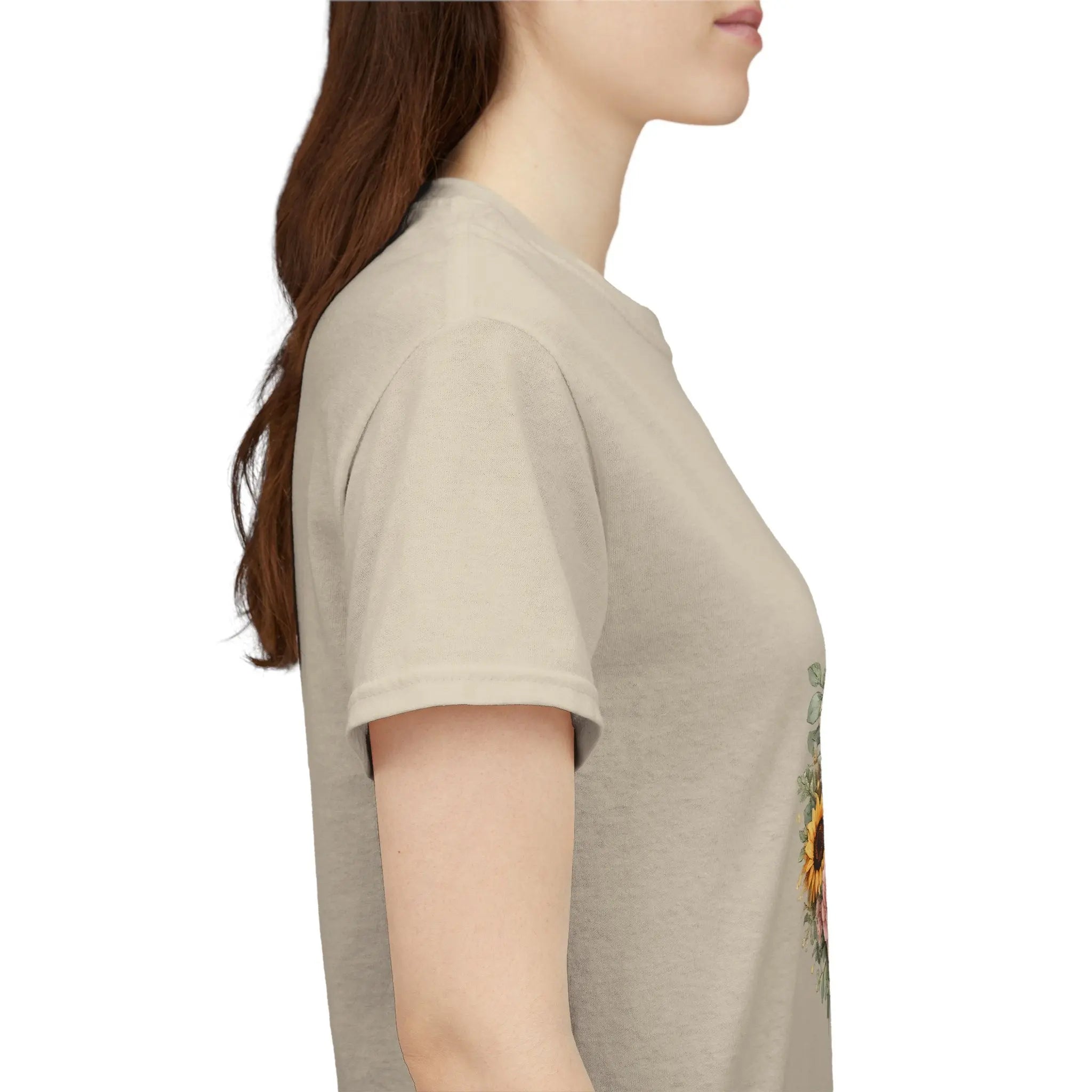 Golden Retriever Floral Tee — Happy Dog with Sunflowers & Roses Printify