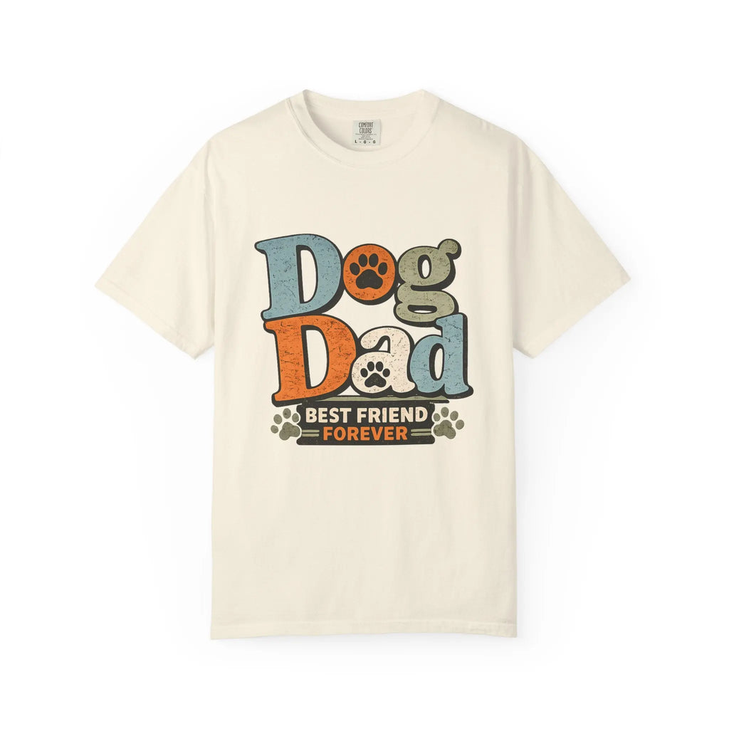 Dog Dad T-Shirt — "Best Friend Forever" Vintage Paw Print Tee Printify