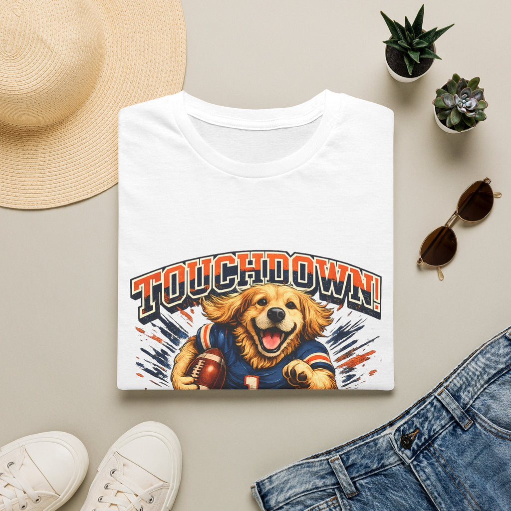 Touchdown! Golden Retriever Football T-Shirt Printify