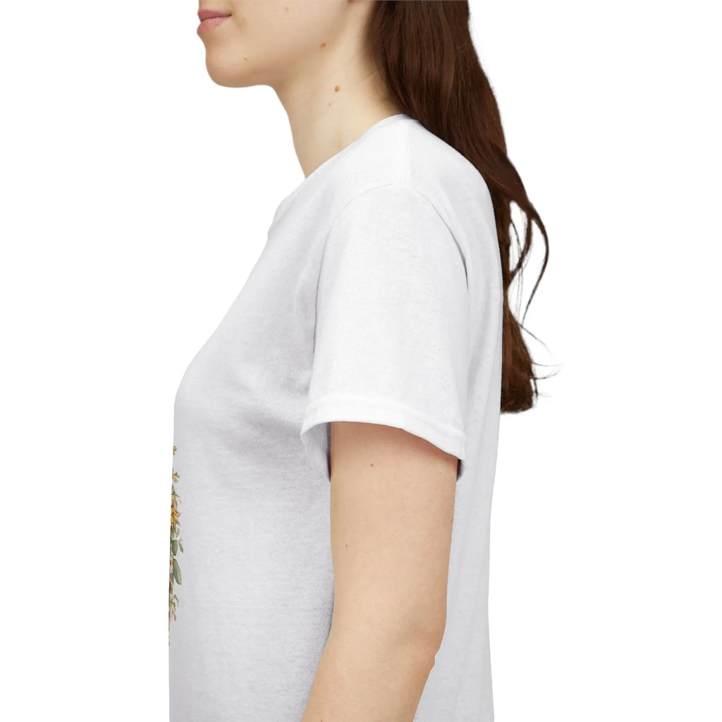 Golden Retriever Floral Tee — Happy Dog with Sunflowers & Roses Printify