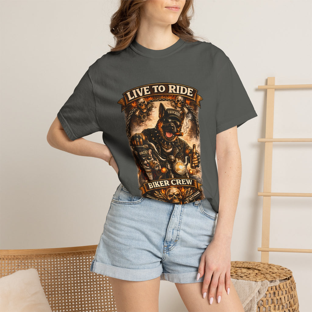 Live to Ride Biker Crew T-Shirt - Motorcycle Club Graphic Tee