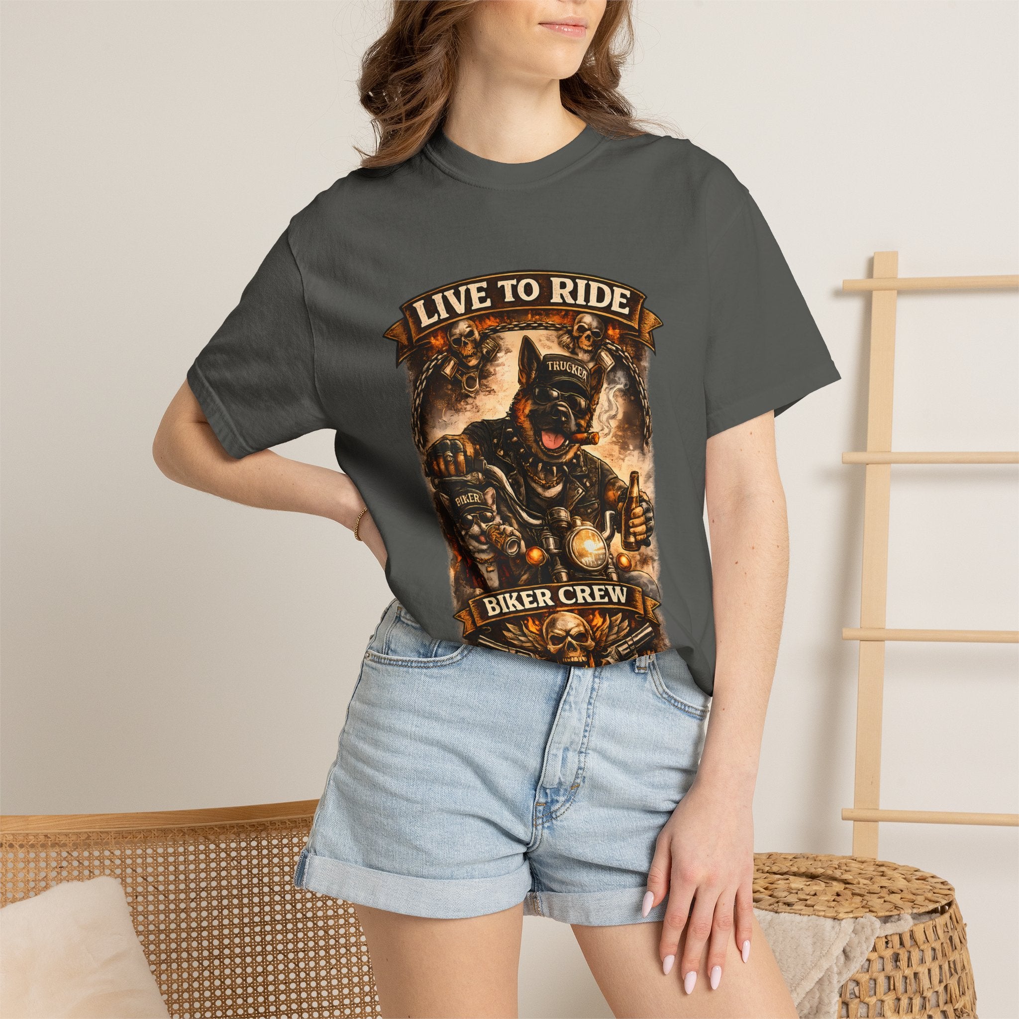 Live to Ride Biker Crew T-Shirt - Motorcycle Club Graphic Tee