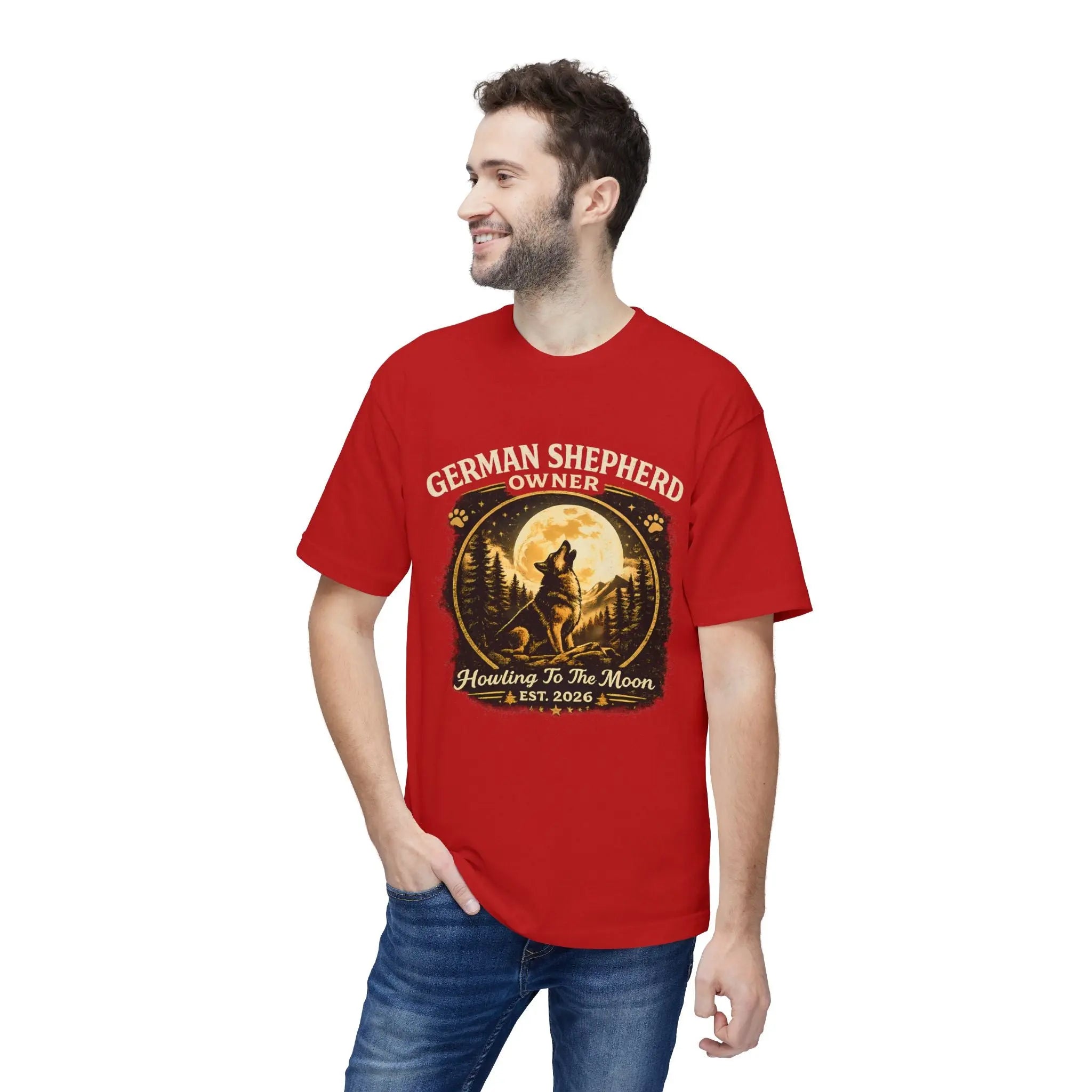 Howling to the Moon German Shepherd T-Shirt — Dog Owner Gift Printify