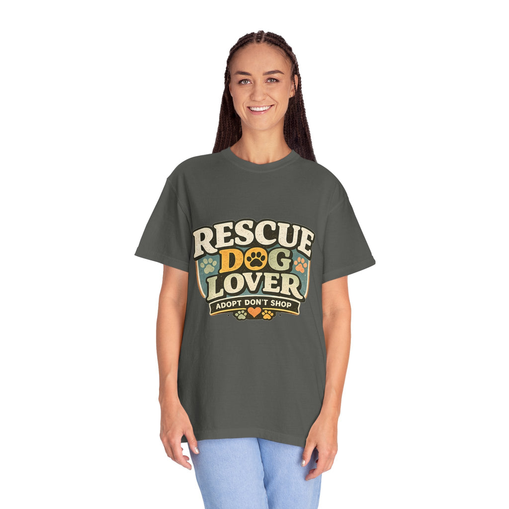 Rescue Dog Lover T-Shirt — "Adopt Don't Shop" Paw Print Tee Printify