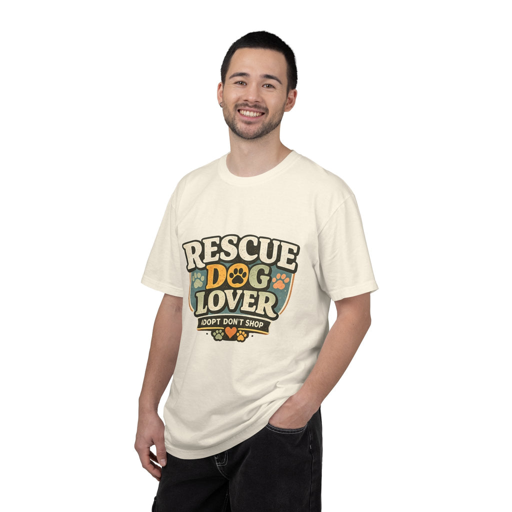 Rescue Dog Lover T-Shirt — "Adopt Don't Shop" Paw Print Tee Printify