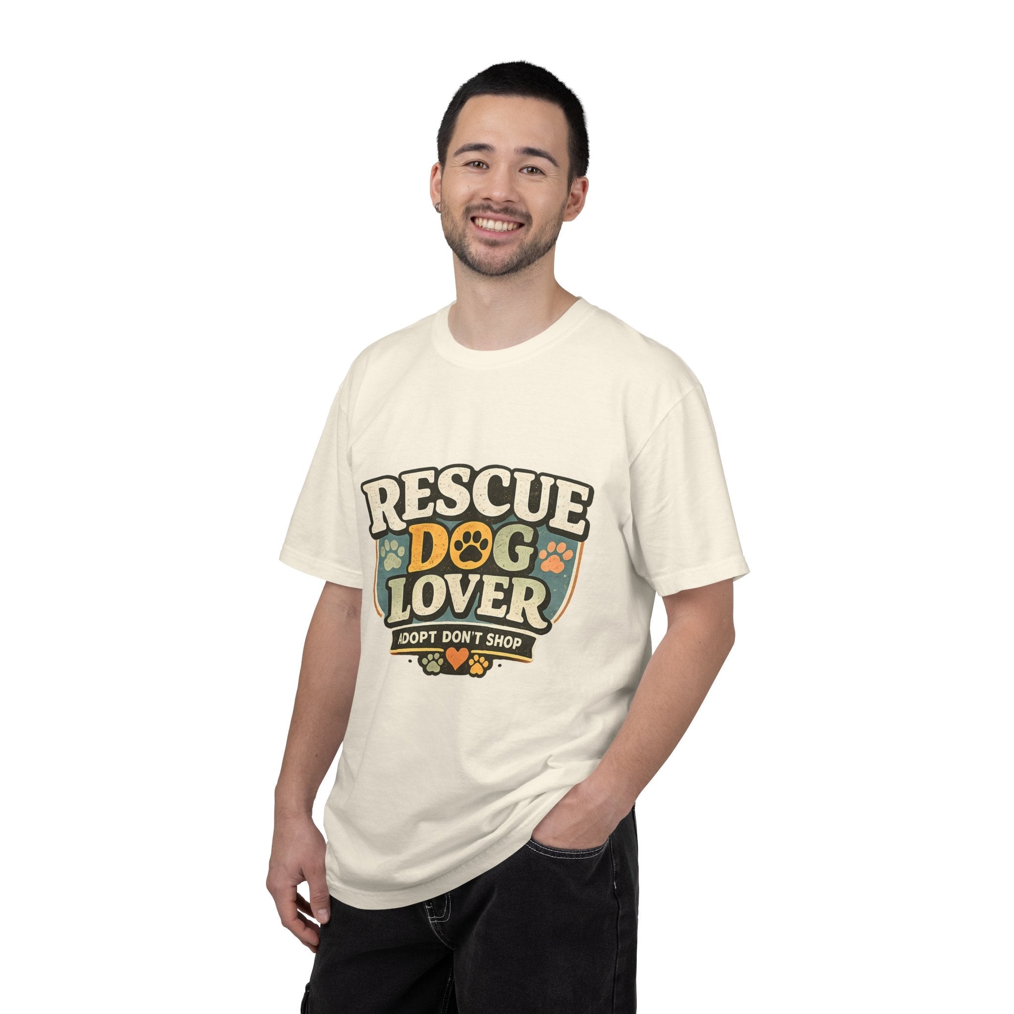 Rescue Dog Lover T-Shirt — "Adopt Don't Shop" Paw Print Tee Printify