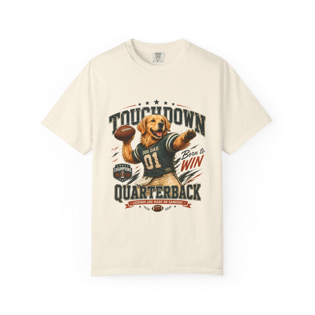 Touchdown Quarterback T-Shirt — Cute Golden Retriever Football Tee (Born to Win) Printify