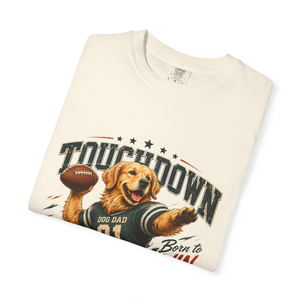 Touchdown Quarterback T-Shirt — Cute Golden Retriever Football Tee (Born to Win) Printify