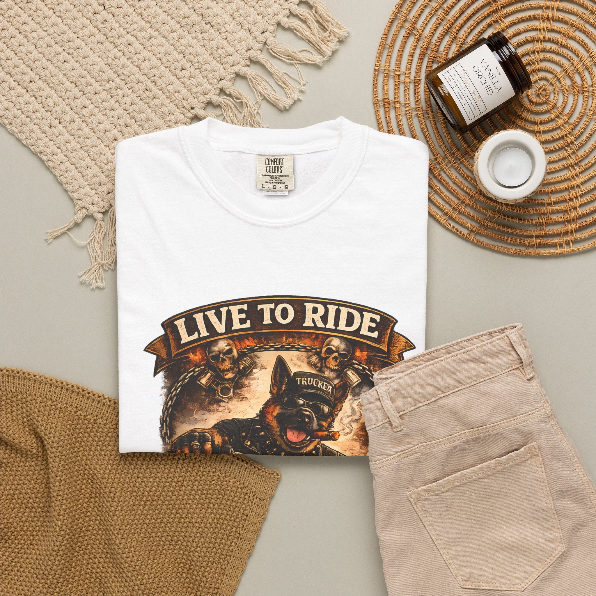 Live to Ride Biker Crew T-Shirt - Motorcycle Club Graphic Tee