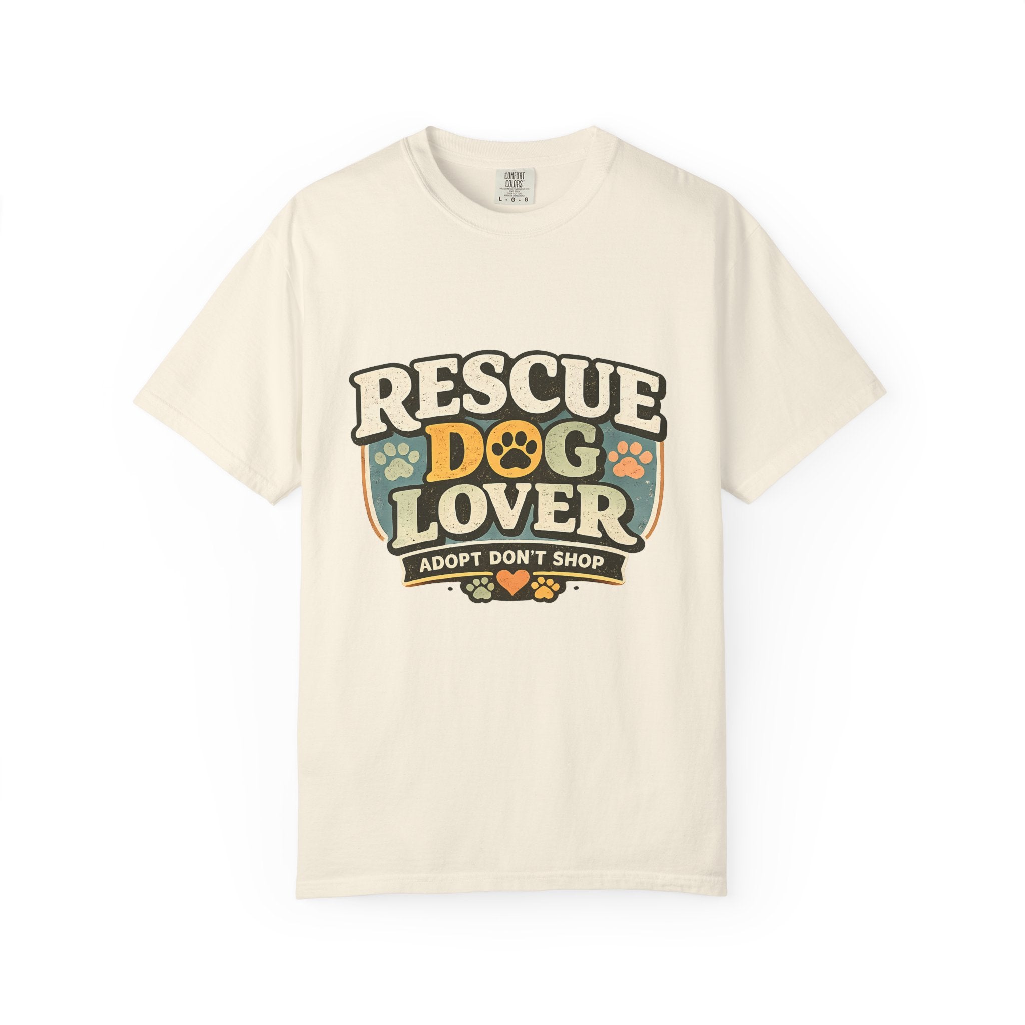 Rescue Dog Lover T-Shirt — "Adopt Don't Shop" Paw Print Tee Printify