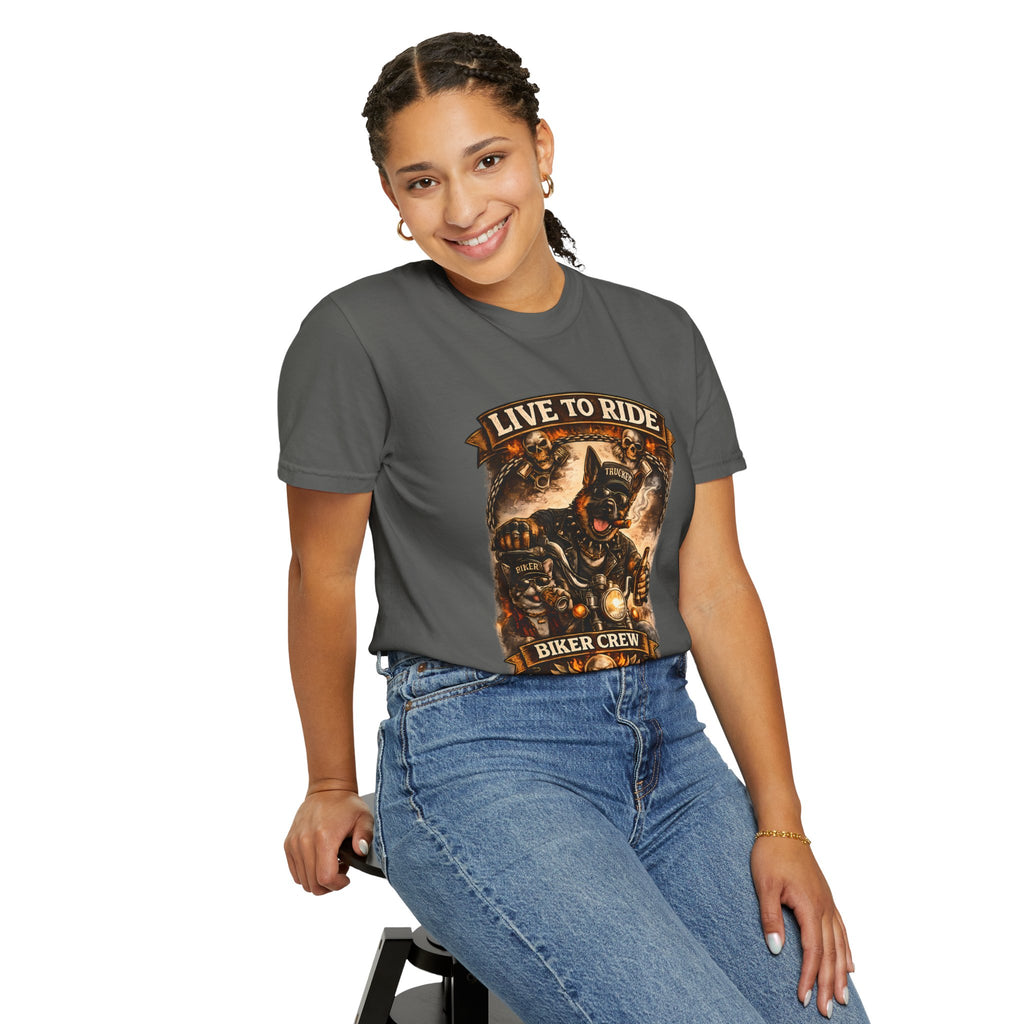 Live to Ride Biker Crew T-Shirt - Motorcycle Club Graphic Tee