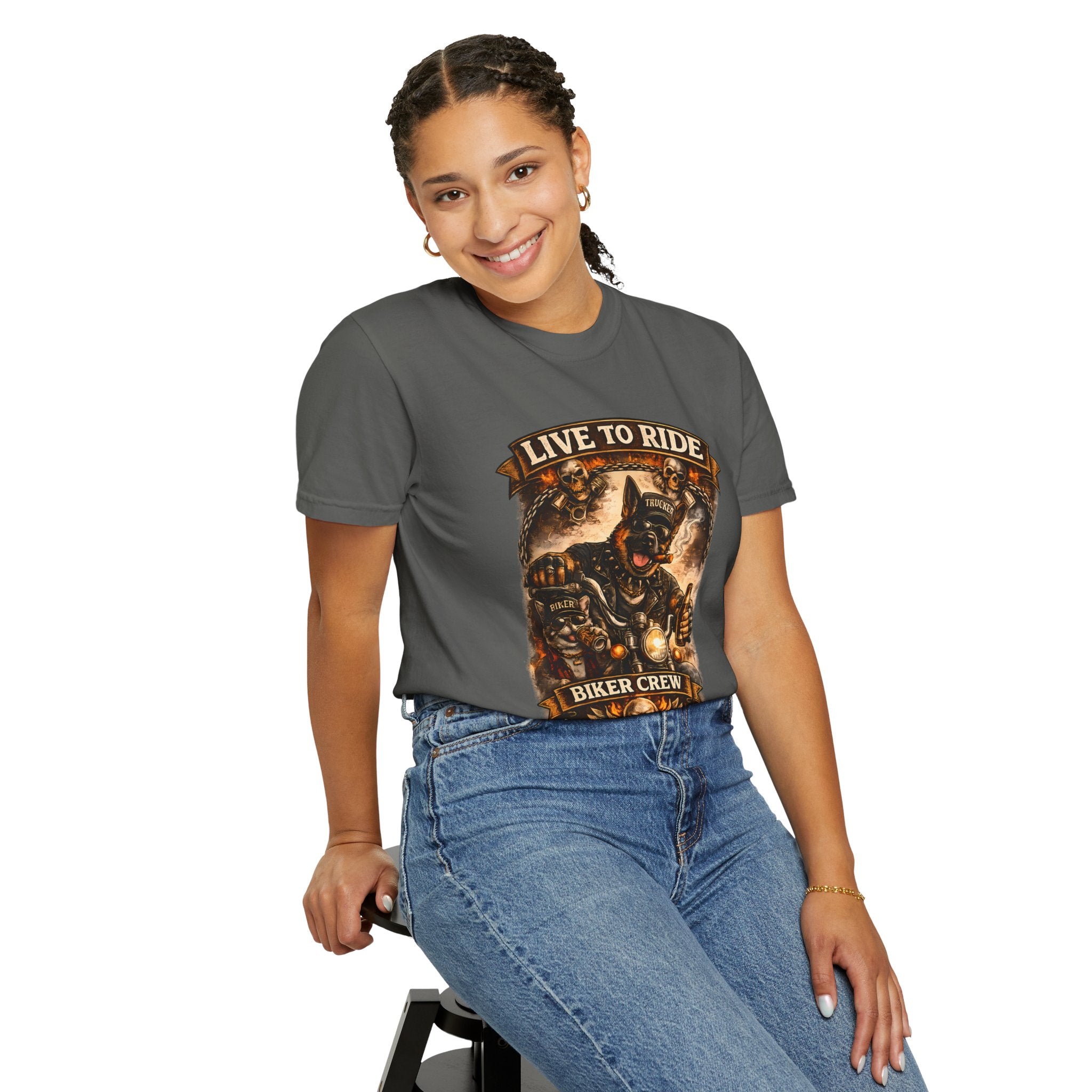 Live to Ride Biker Crew T-Shirt - Motorcycle Club Graphic Tee
