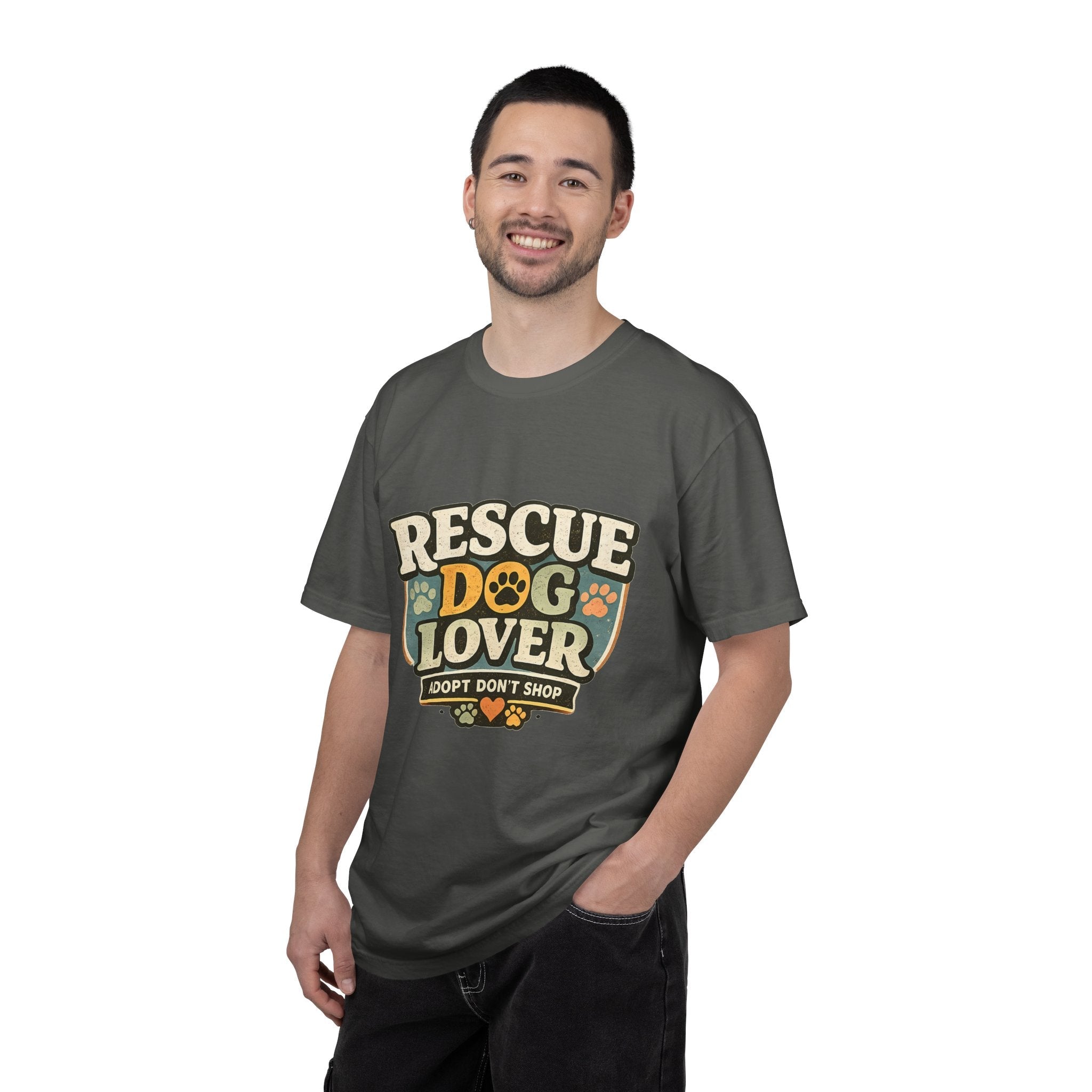 Rescue Dog Lover T-Shirt — "Adopt Don't Shop" Paw Print Tee Printify