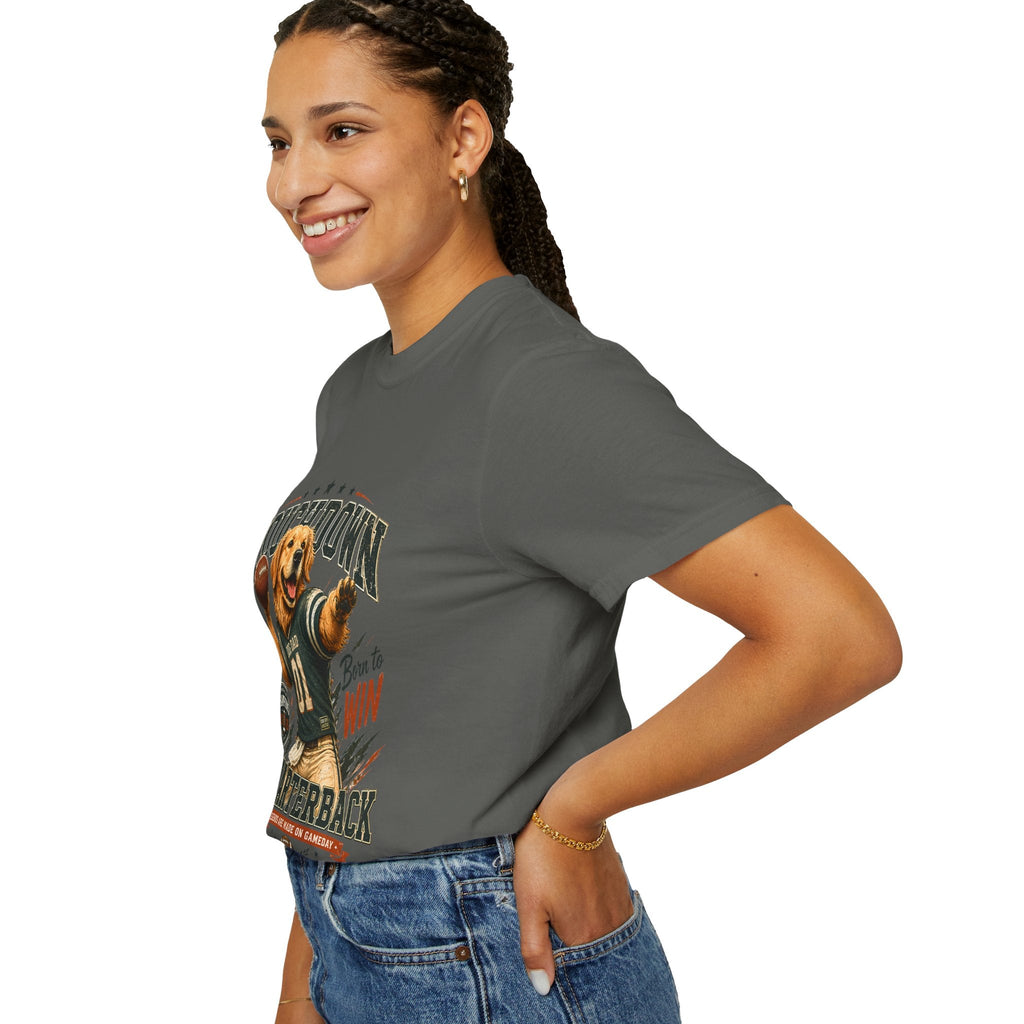 Touchdown Quarterback T-Shirt — Cute Golden Retriever Football Tee (Born to Win) Printify
