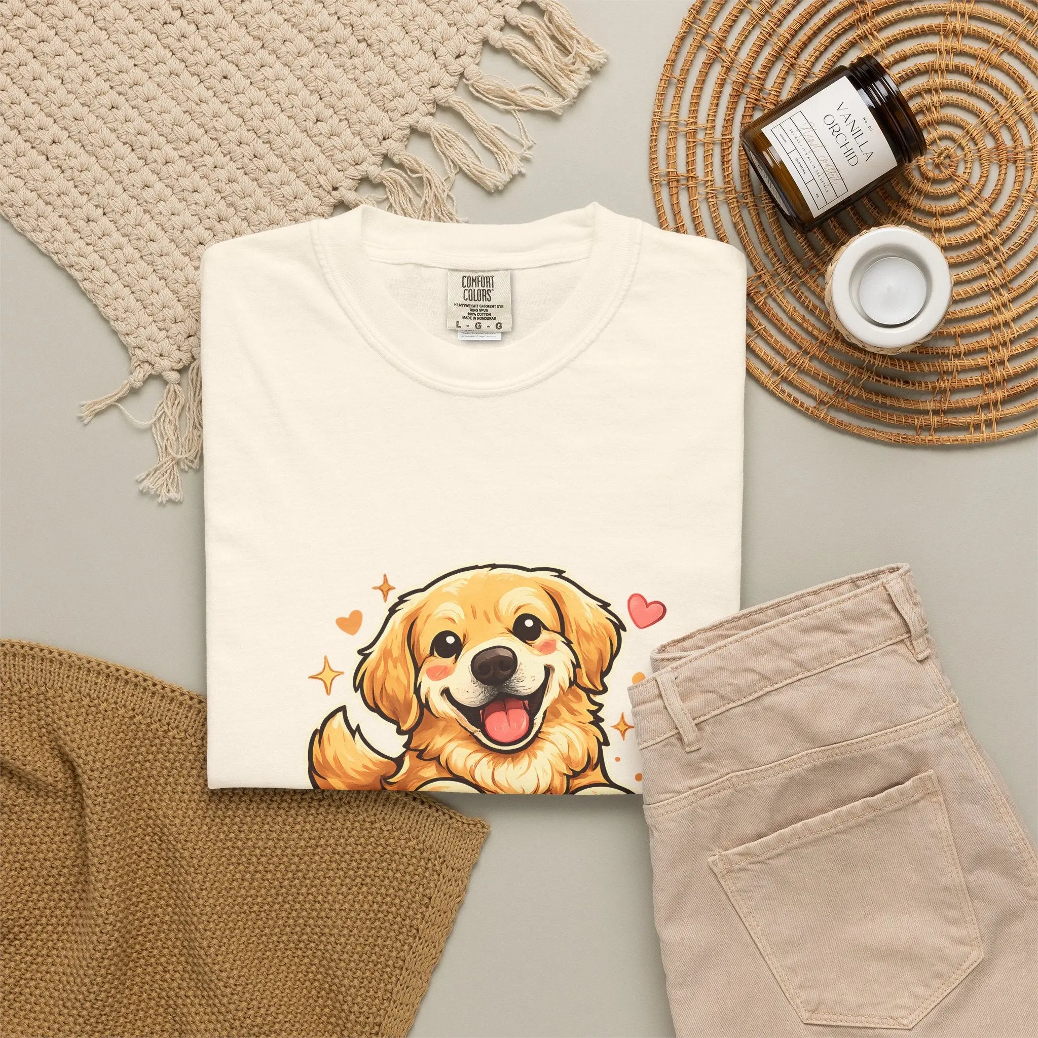 Dog Lover T-Shirt - "Easily Distracted By Dogs" Cute Golden Retriever Tee