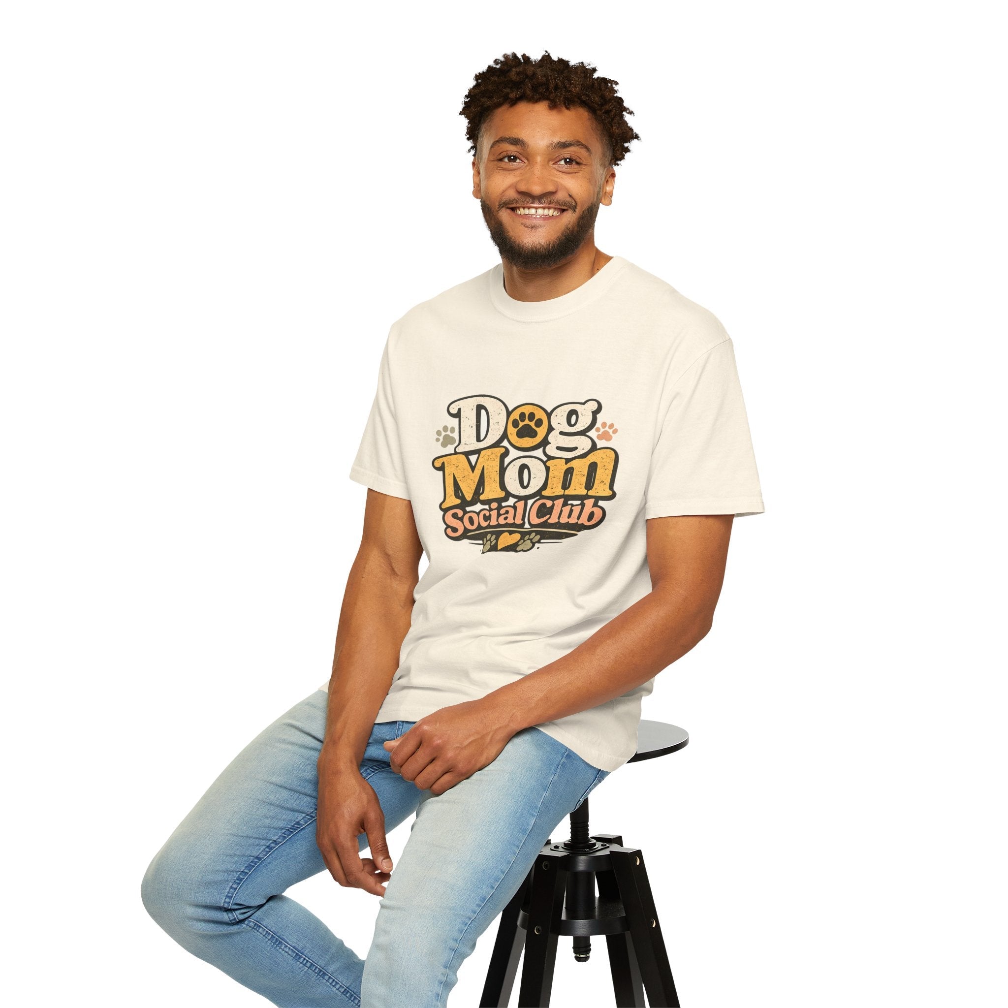Dog Mom Social Club T-Shirt — Cute Paw Print Graphic Tee for Dog Lovers Printify