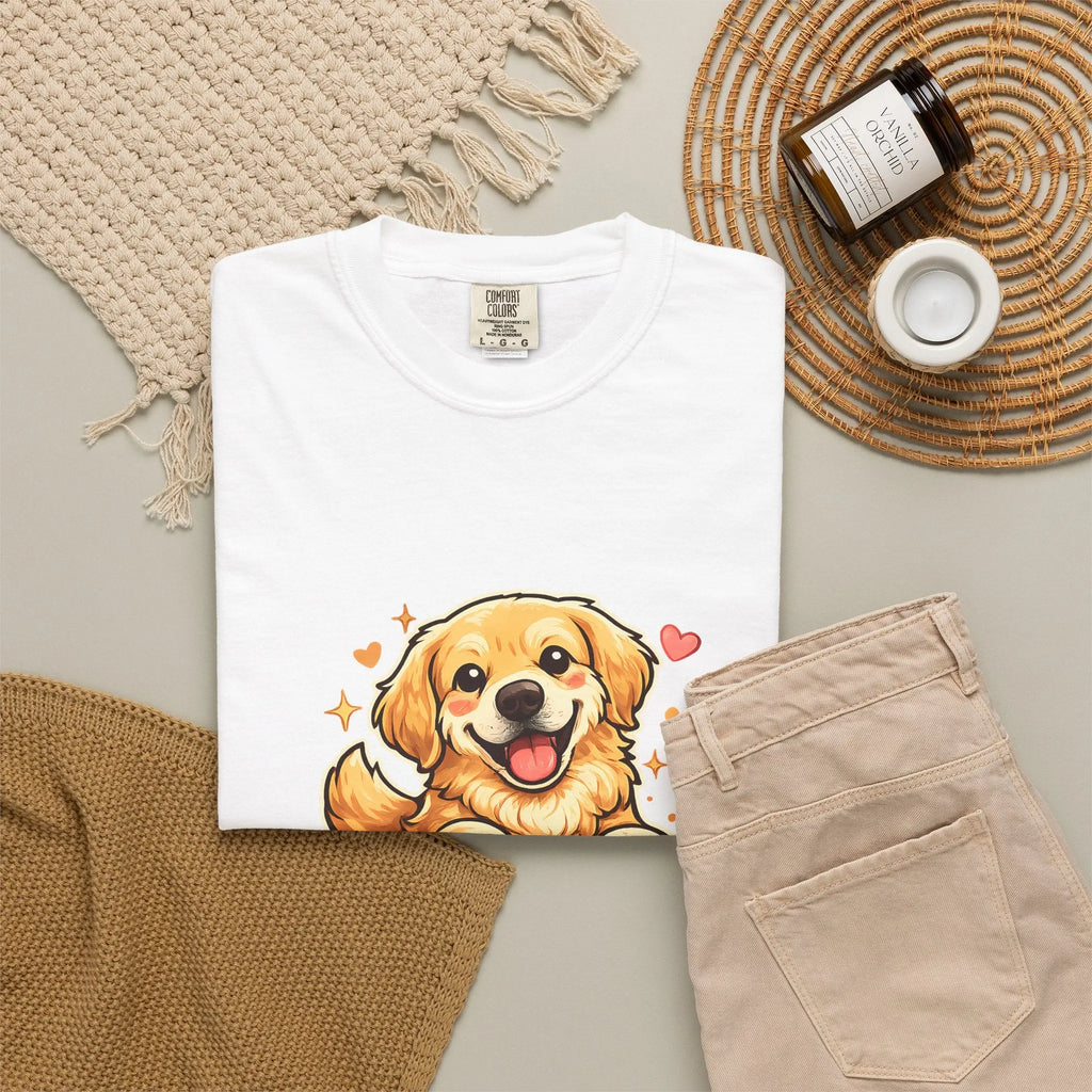 Dog Lover T-Shirt - "Easily Distracted By Dogs" Cute Golden Retriever Tee