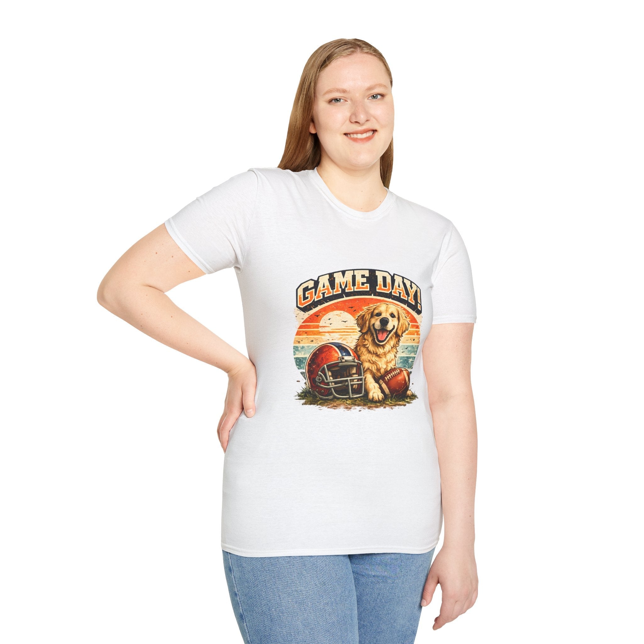 Game Day T-Shirt — Retro Golden Retriever Football Tee Printify